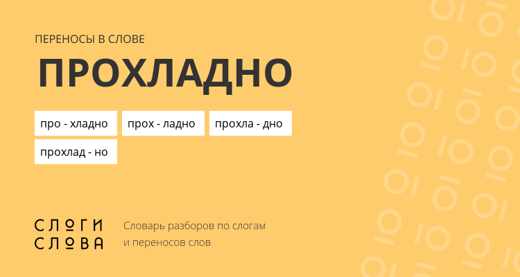 Переносы слова прохладно