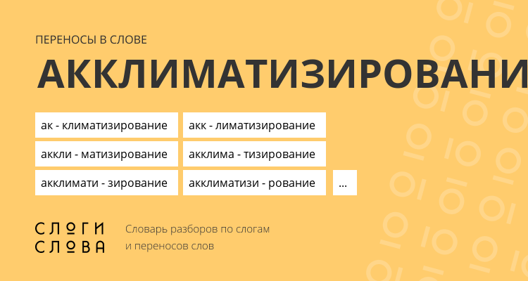 Переносы слова акклиматизирование